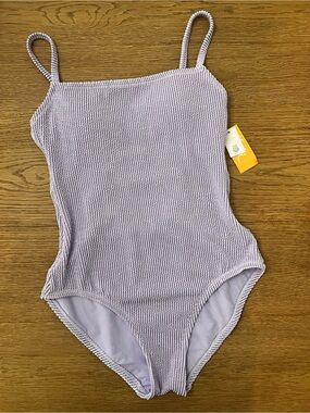 Kona Sol Lavender Ribbed One-Piece Swimsuit